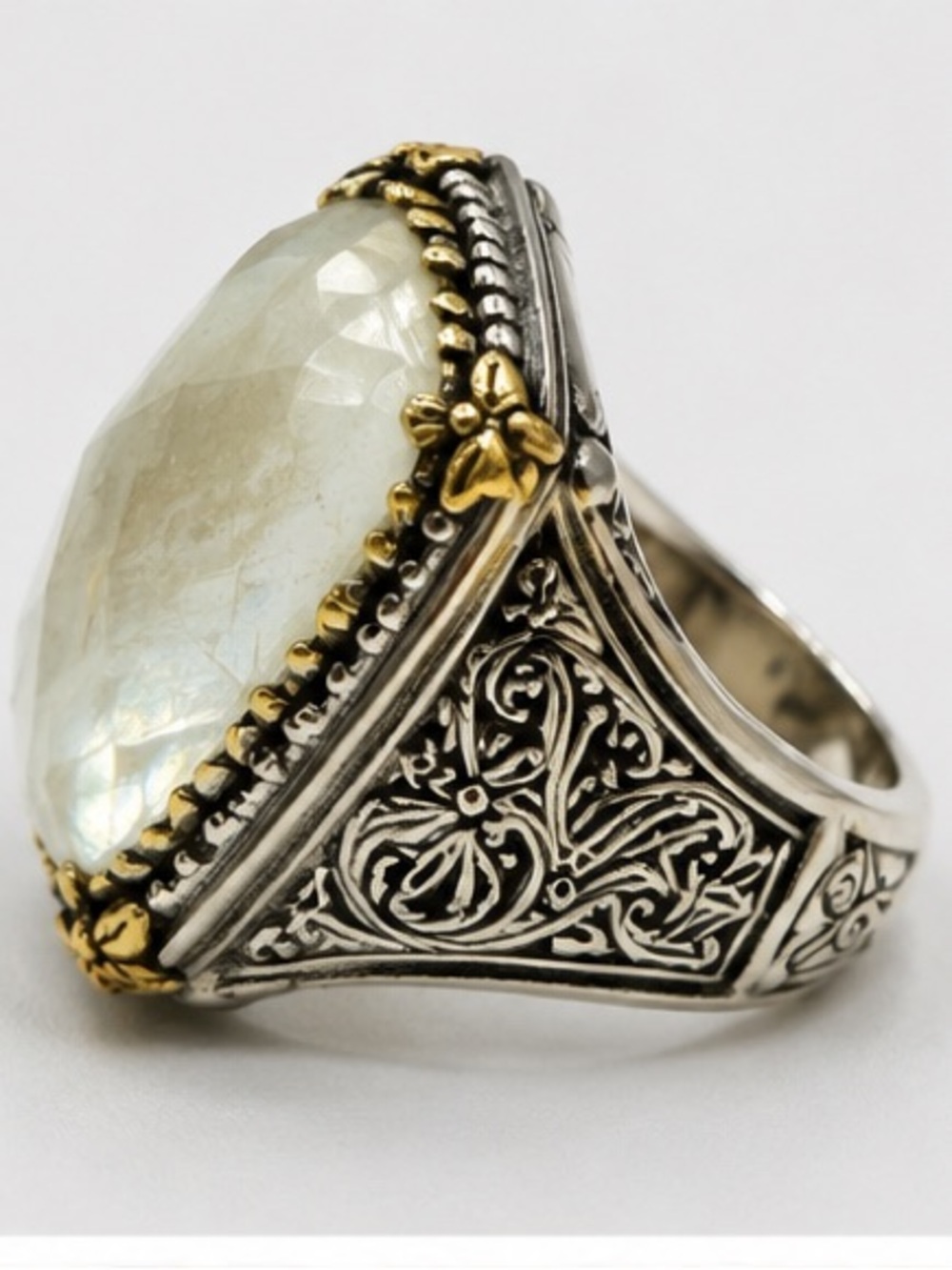 Authentic Konstantino Sterling Silver & 18K Gold Statement Ring